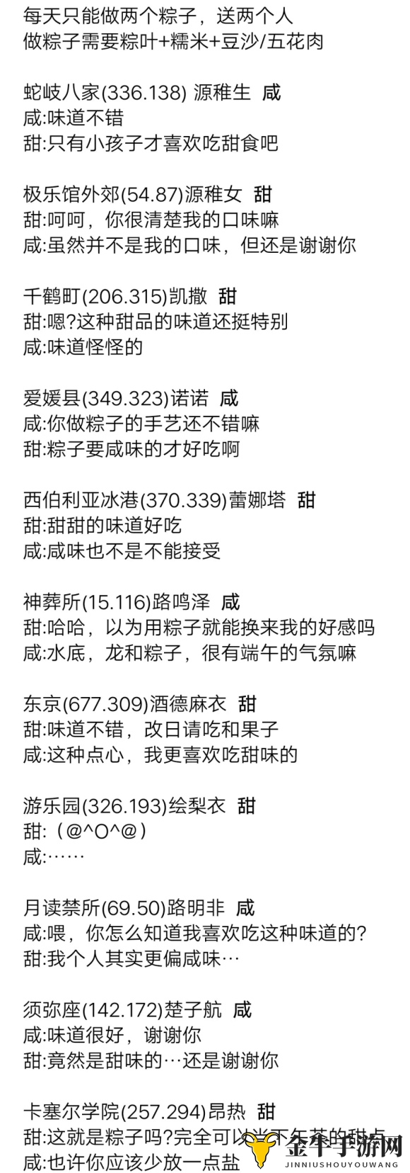 《龙族幻想》端午粽子指南，NPC偏好深度解析