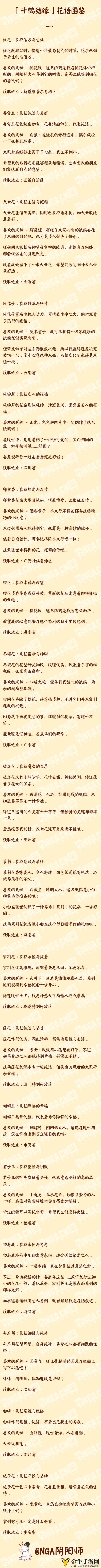 《阴阳师》千鹤花签搜集指南，花语寓意深度解析