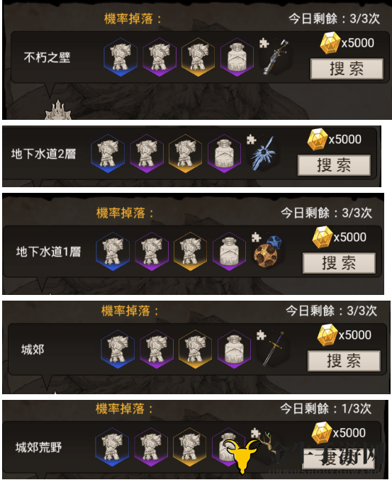 不朽之旅兵装掉落表一览 各地图兵装掉落汇总