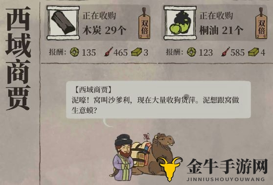 《江南百景图》骆驼商西域双倍奖励攻略解析